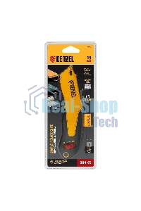 Нож строительный Denzel 19 мм, сменное трапециевидное лезвие, SK4, алюминиевый корпус, торцевой зажим