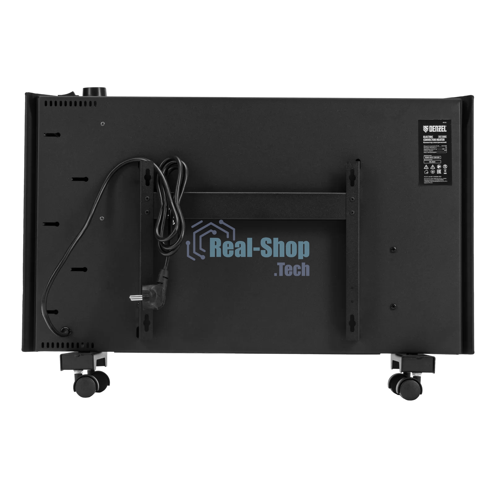Конвектор Denzel XCE-1500B черный, 1500 Вт, 20 м2, термостат