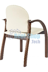 Стул Бюрократ ДЖУНО светло-бежевый, эко.кожа, на ножках дерево