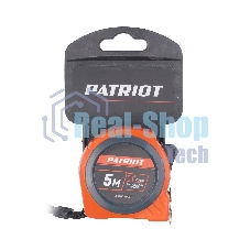 Рулетка PATRIOT MTP-5-25, магнит, 2сторон.зацеп, антиблик.нейлон.покрытие, крупн.шрифт, двусторон.белая лента, 5м*25 мм