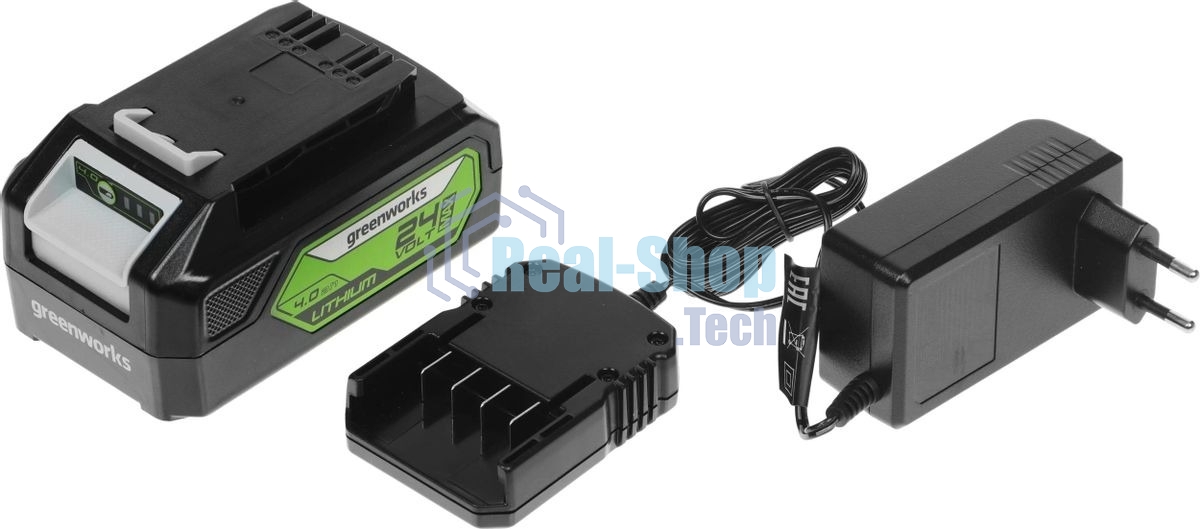 Цепная пила аккумуляторная GreenWorks G24CS25K4, 24V, 25 см, c АКБ 4А·ч и ЗУ (2007707UB)