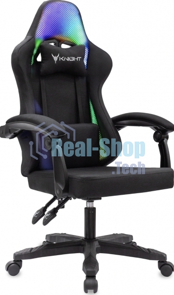 Кресло игровое Knight Wolf RGb черный, крестов. пластик