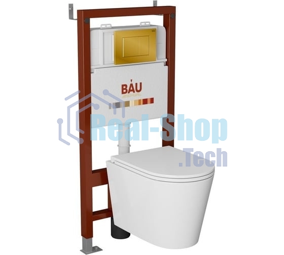 Комплект BAU 6 в 1: инсталляция BAU PRO, унитаз подвесной торнадо Bau Nimb Hurricane-3, сиденье дюропласт микролифт, кнопка смыва BAU Soul, черная матовая
