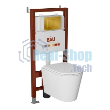 Комплект BAU 6 в 1: инсталляция BAU PRO, унитаз подвесной торнадо Bau Nimb Hurricane-3, сиденье дюропласт микролифт, кнопка смыва BAU Soul, черная матовая