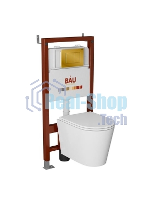 Комплект BAU 6 в 1: инсталляция BAU PRO, унитаз подвесной торнадо Bau Nimb Hurricane-3, сиденье дюропласт микролифт, кнопка смыва BAU Soul, черная матовая