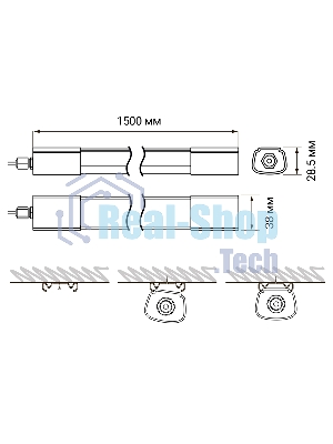 Светильник JazzWay ДСП влагозащищенный PWP-С4 1500 45w 6500K 4000Lm IP65 COMPACT