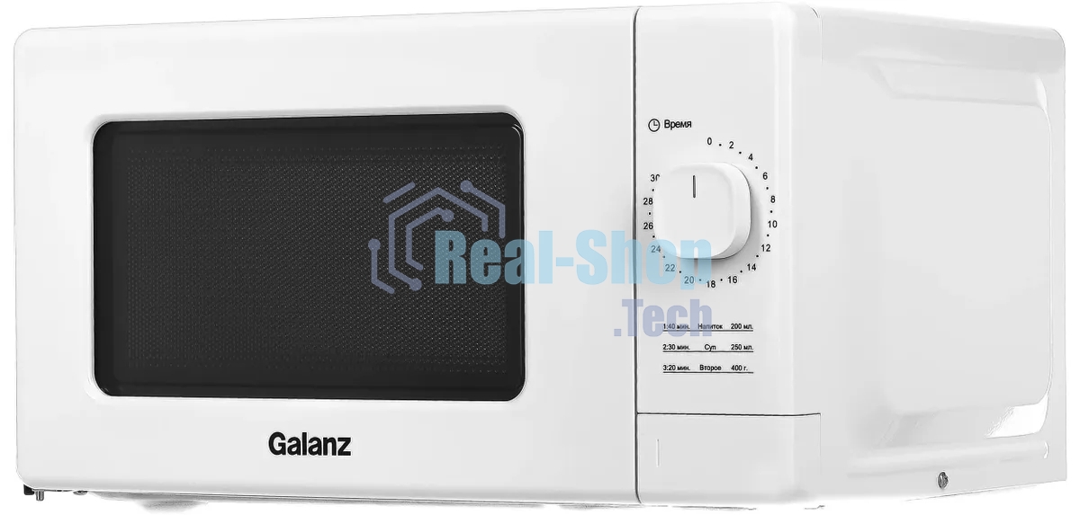 Микроволновая печь Galanz MOS-2008MW белый, 20 л, 700 Вт, переключатели - поворотный механизм