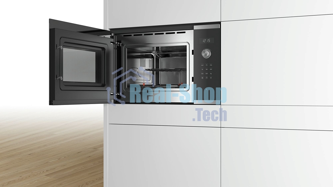 Встраиваемая микроволновая печь Bosch BEL554MS0 нержавеющая сталь/черный, 25 л, 900 Вт, переключатели - поворотный механизм/сенсор