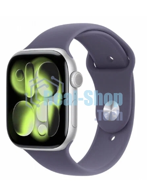 Умные часы Apple Watch Series 11 A3333 46мм OLED корп.серебристый Sport Band рем.фиолетовый разм.брасл.:M/L (MEVA4ZP/A)