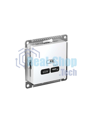 Розетка USB SE тип-C 65W высокоскор. заряд. QC, PD, мех. AtlasDesign белый