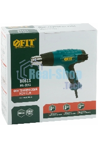 Фен технический FIT 80611 2000 Вт; 60/400/600 °C; 300/500/500 л/мин; рез. накл.; короб.