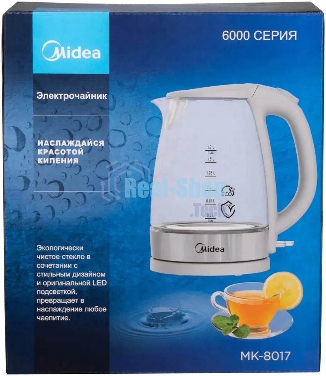 Чайник электрический Midea MK-8017 2200 Вт, 1.5 л, белый