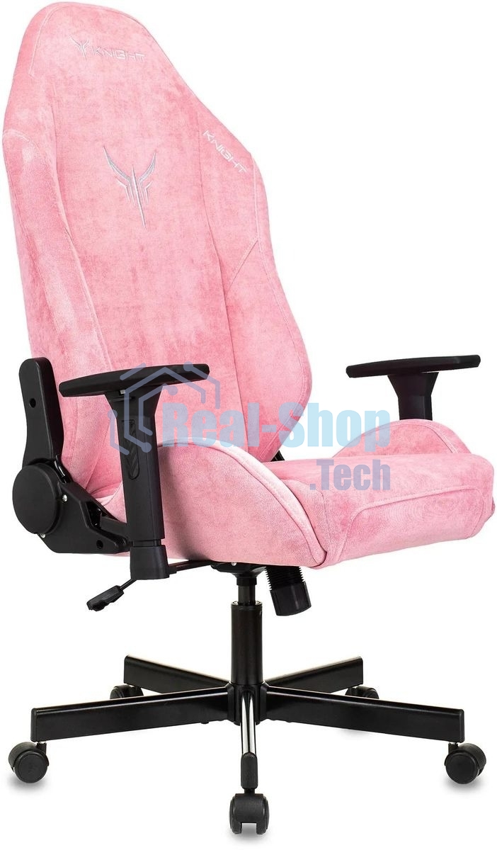 Кресло игровое Knight N1 Fabric розовый Velvet 36 с подголов. крестовина металл