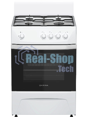 Плита газовая Darina C 1001 W белый/черный, конфорок 4 шт, духовка 50 л, 60 см x 85 см x 60 см