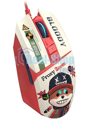 Мышь проводная A4Tech Bloody W63 Max Proxy Boom бежевый/красный, 12000 dpi, USB, кнопки - 9