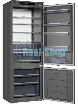 Встраиваемый холодильник Weissgauff WRKI 1970 INV. INOX нержавеющая сталь, 341л, морозилка снизу