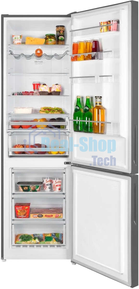 Холодильник Maunfeld MFF200NFSE нержавеющая сталь двухкамерный 271/106л морозилка снизу