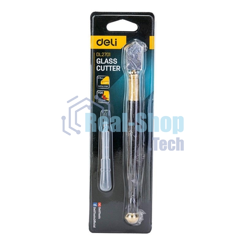 Маслянный стеклорез Deli DL2701 Технические характеристики: 180 мм. Диаметр режущей головки: 3 мм. Вольфрамовая сталь YG5. хвостовик из углеродистой стали 36#.