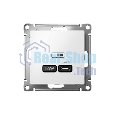 Розетка USB SE тип-C 65W высокоскор. заряд. QC, PD, мех. AtlasDesign белый