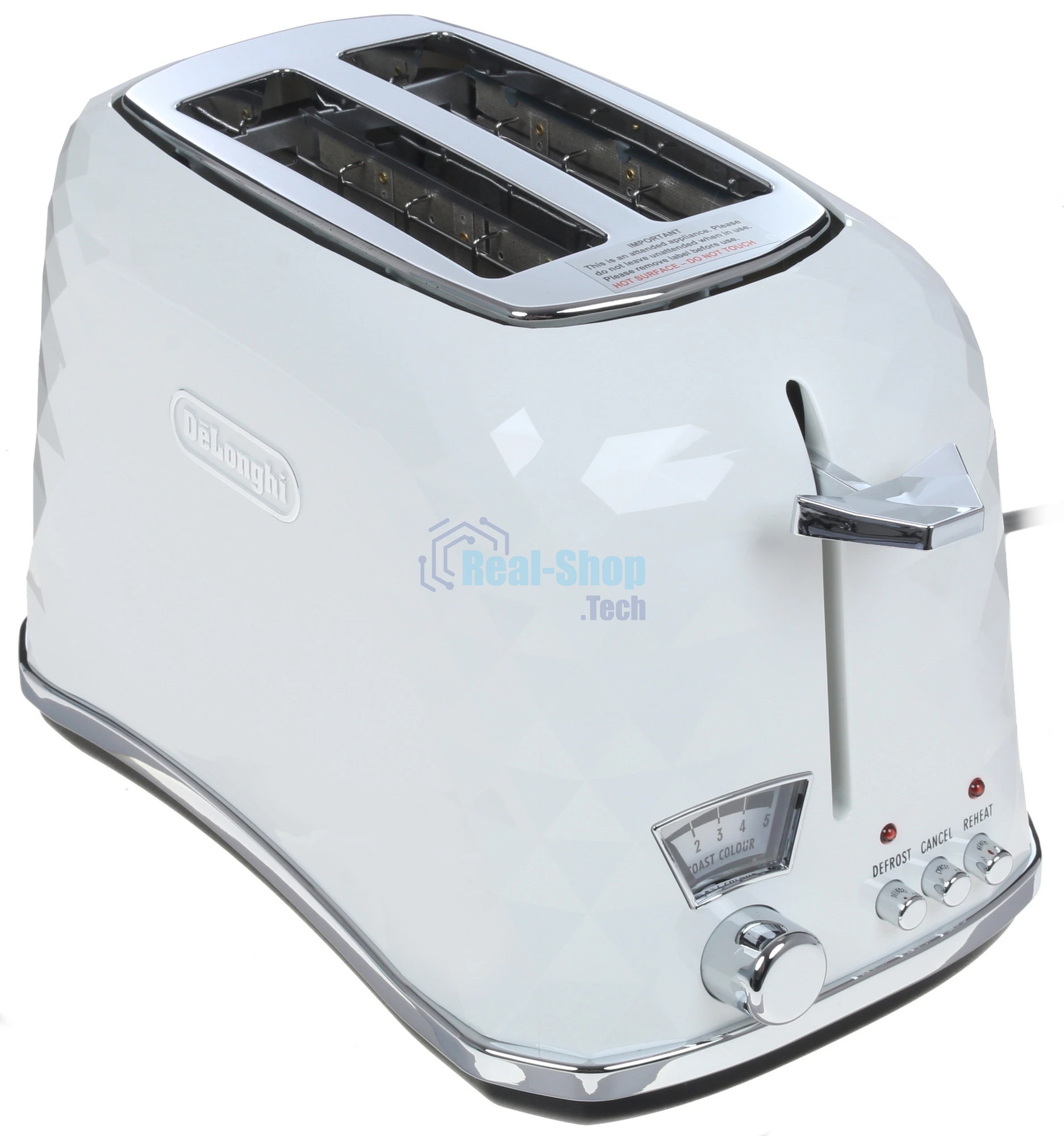 Тостер DeLonghi CTJ 2103 W белый, 900 Вт, 2 слота