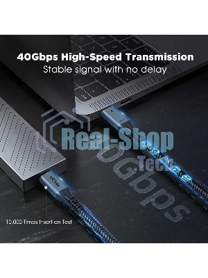 Кабель Thunderbolt4/USB4 Type-C, 5K@60Hz, 40Gbps, PD 100W, 5A, VCOM, 1.2м CU540M-1.2M