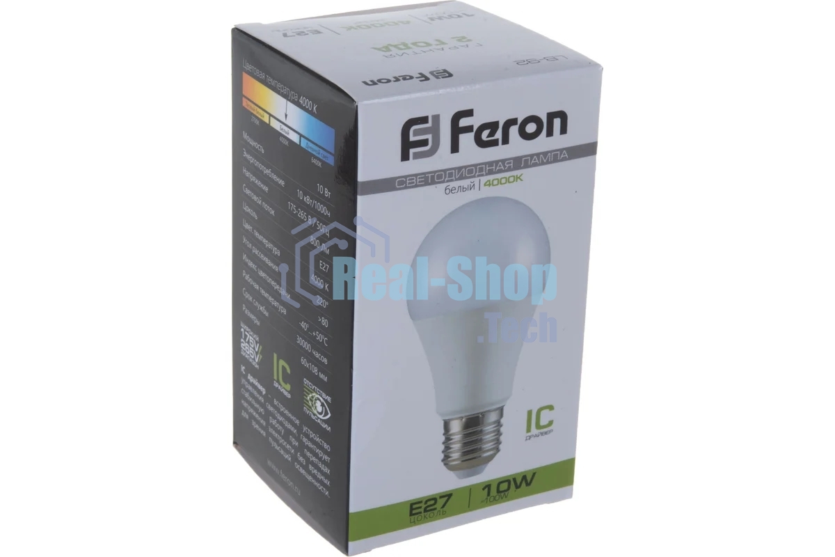 Лампа светодиодная Feron LB-92 10W 230V E27 4000K A60
