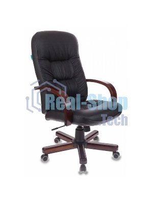 Кресло Бюрократ T-9908/WALNUT черный, кожа