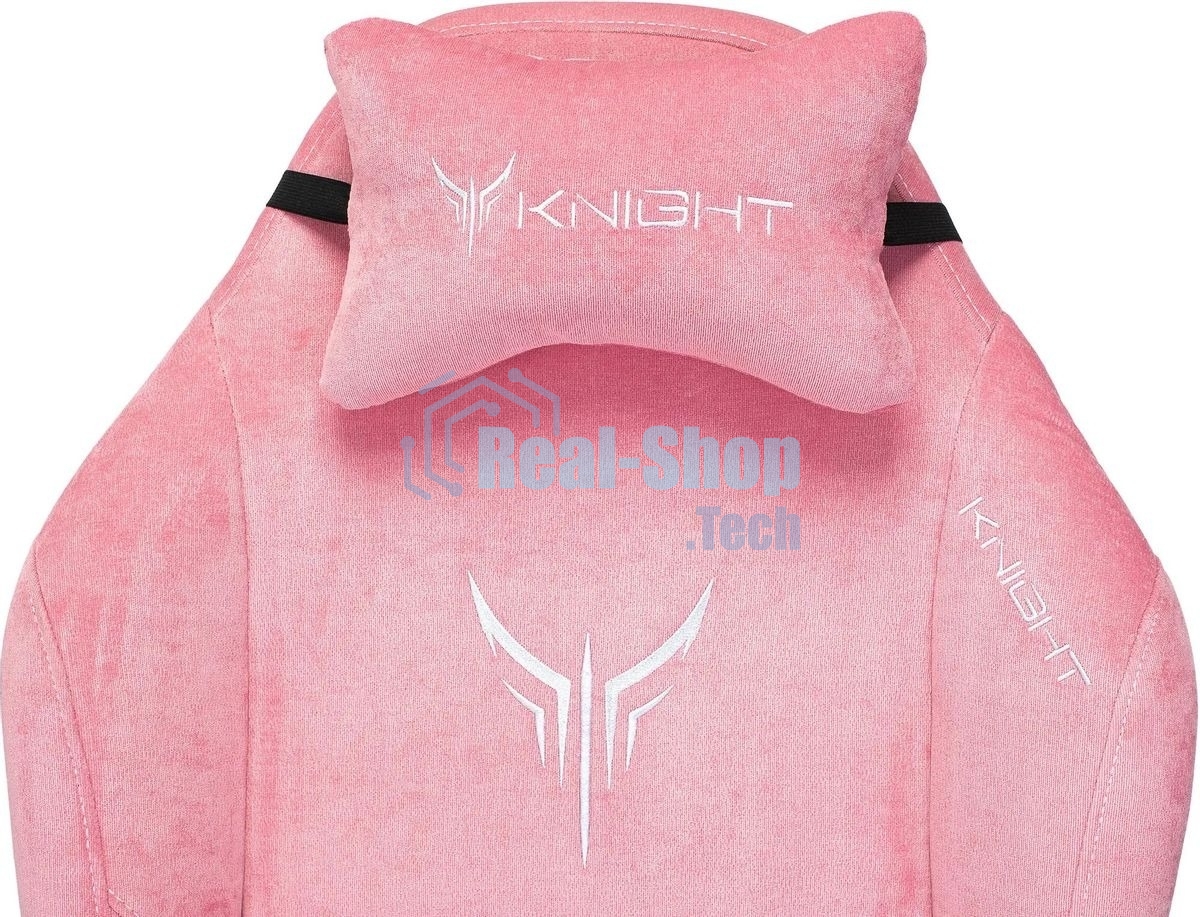 Кресло игровое Knight N1 Fabric розовый Velvet 36 с подголов. крестовина металл