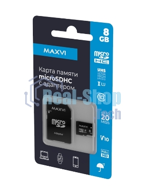 Флеш карта Maxvi microSDHC 8Gb, class 10, UHS-I (1), V10
