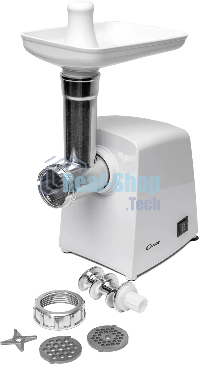 Мясорубка электрическая Candy CG-100 белый, 900 Вт, 2.2 кг/мин, реверс, защита от перегрузки, насадки - 4