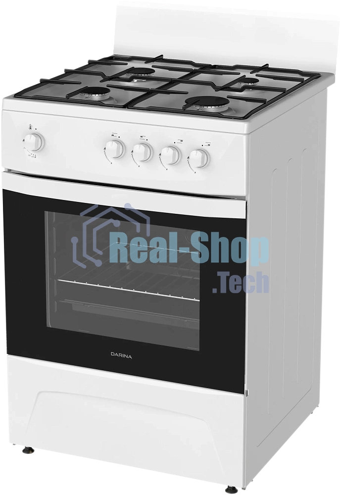 Плита газовая Darina C 1001 W белый/черный, конфорок 4 шт, духовка 50 л, 60 см x 85 см x 60 см