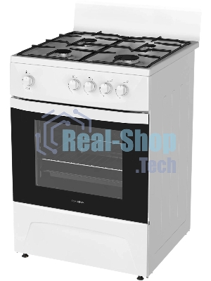 Плита газовая Darina C 1001 W белый/черный, конфорок 4 шт, духовка 50 л, 60 см x 85 см x 60 см