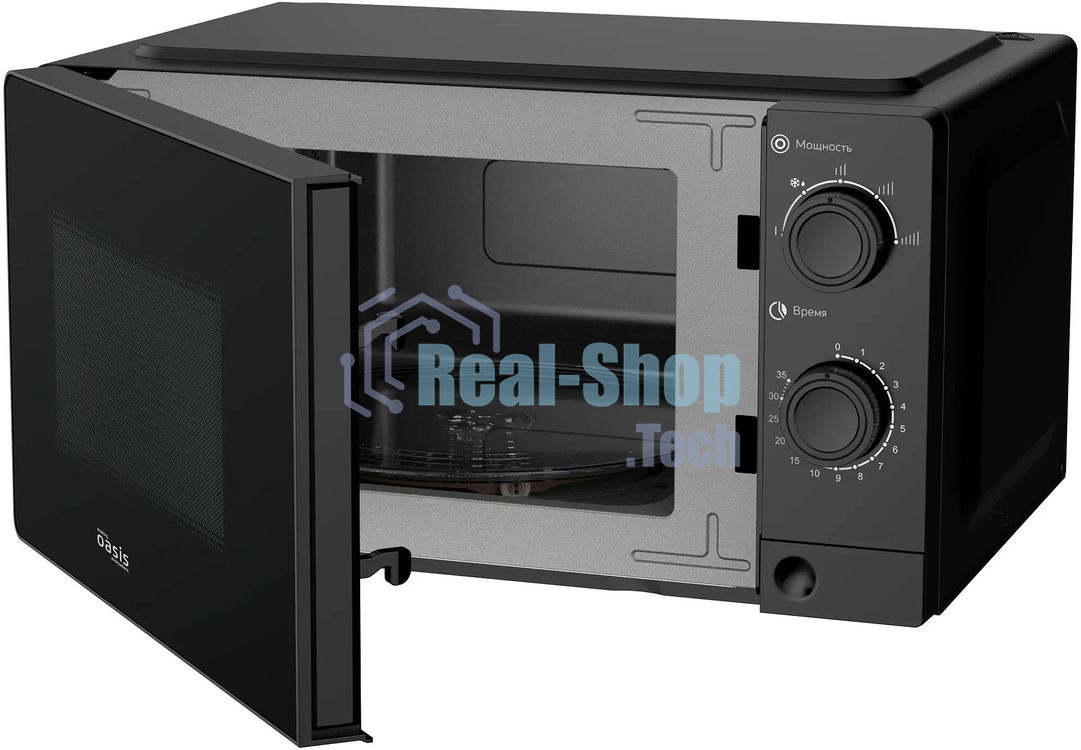 Микроволновая печь Oasis MW-70XB черный, 20 л, 700 Вт, переключатели - поворотный механизм