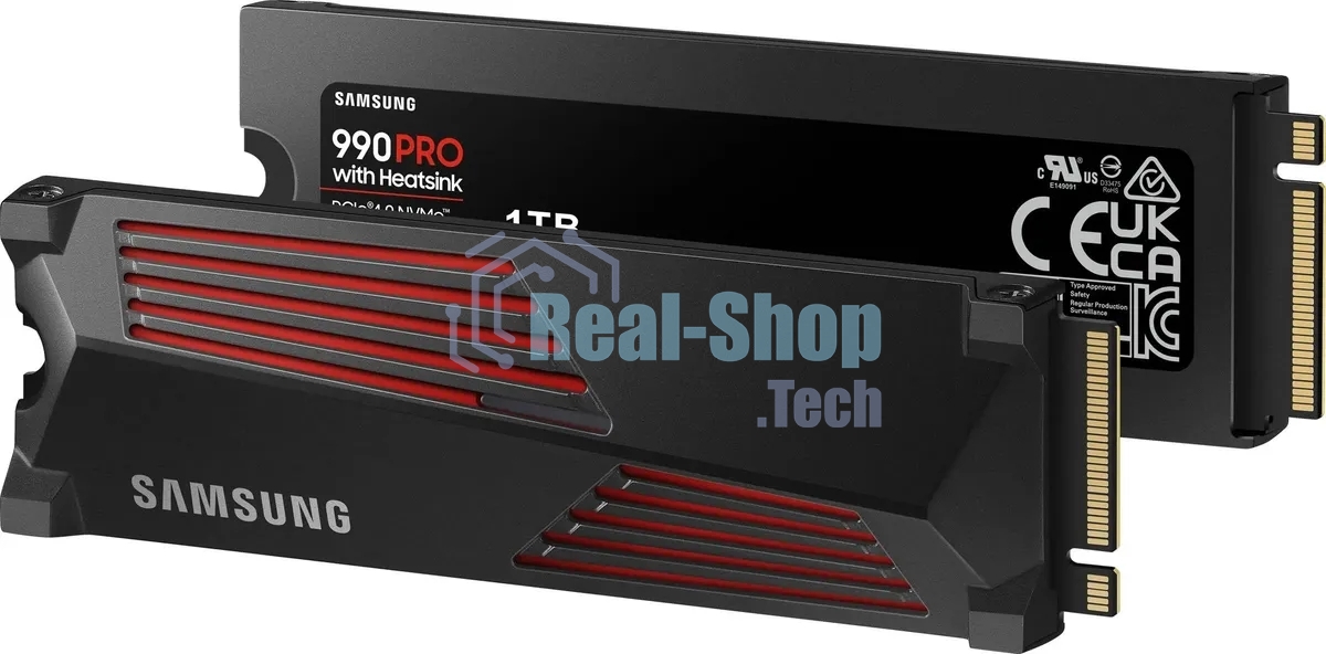 Накопитель SSD Samsung 990 PRO, 1000Gb, PCIe 4.0 x4, M.2 2280, NVMe, R/W 7450/6900, с радиатором