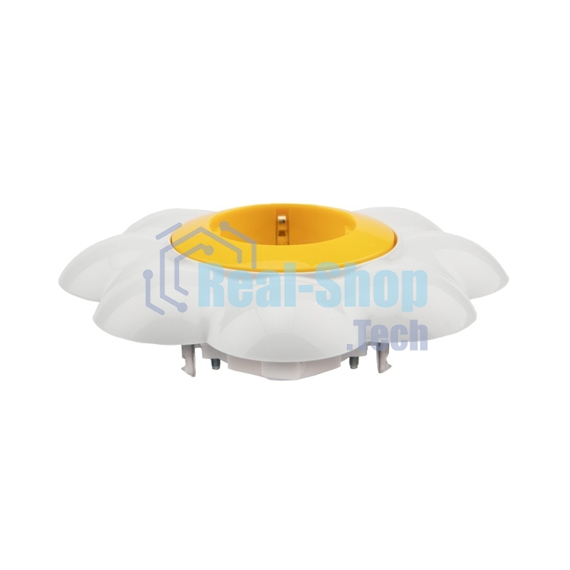 Розетка одноместная Kranz HAPPY Ромашка скрытой установки, с заземлением и защитными шторками, желтая/белая