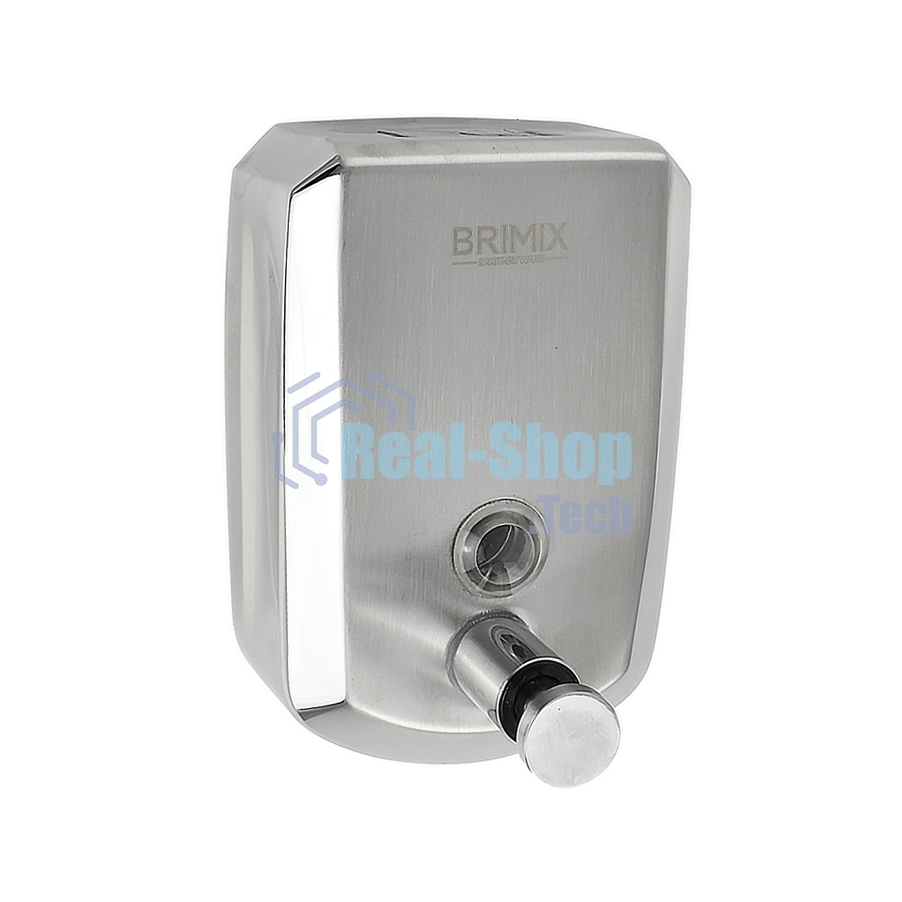 Дозатор жидкого мыла настенный, металический с глазком, из нерж.стали 201, на 500 мл ХРОМ BRIMIX 643