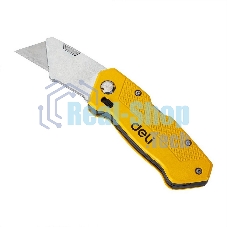 Строительный складной нож с Т-образным лезвием Deli DL006Z в комплекте 6 лезвий, сталь SK2, рукоятка из цинкового сплава
