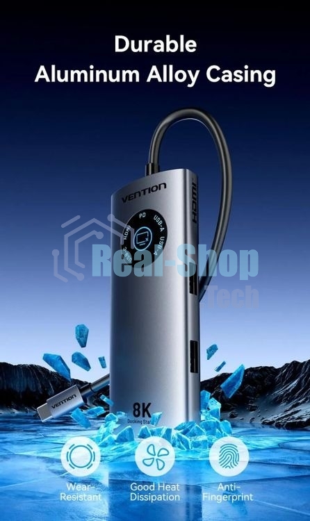 USB-концентратор Vention TQZHB, USB Type-C, USB/HDMI/RJ-45/USB Type-C, USB Type-C