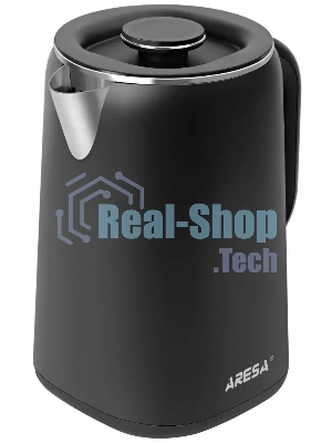 Электрочайник Aresa AR-3482 черный, 1.6 л, 1700 Вт, скрытый нагревательный элемент, поддержание температуры