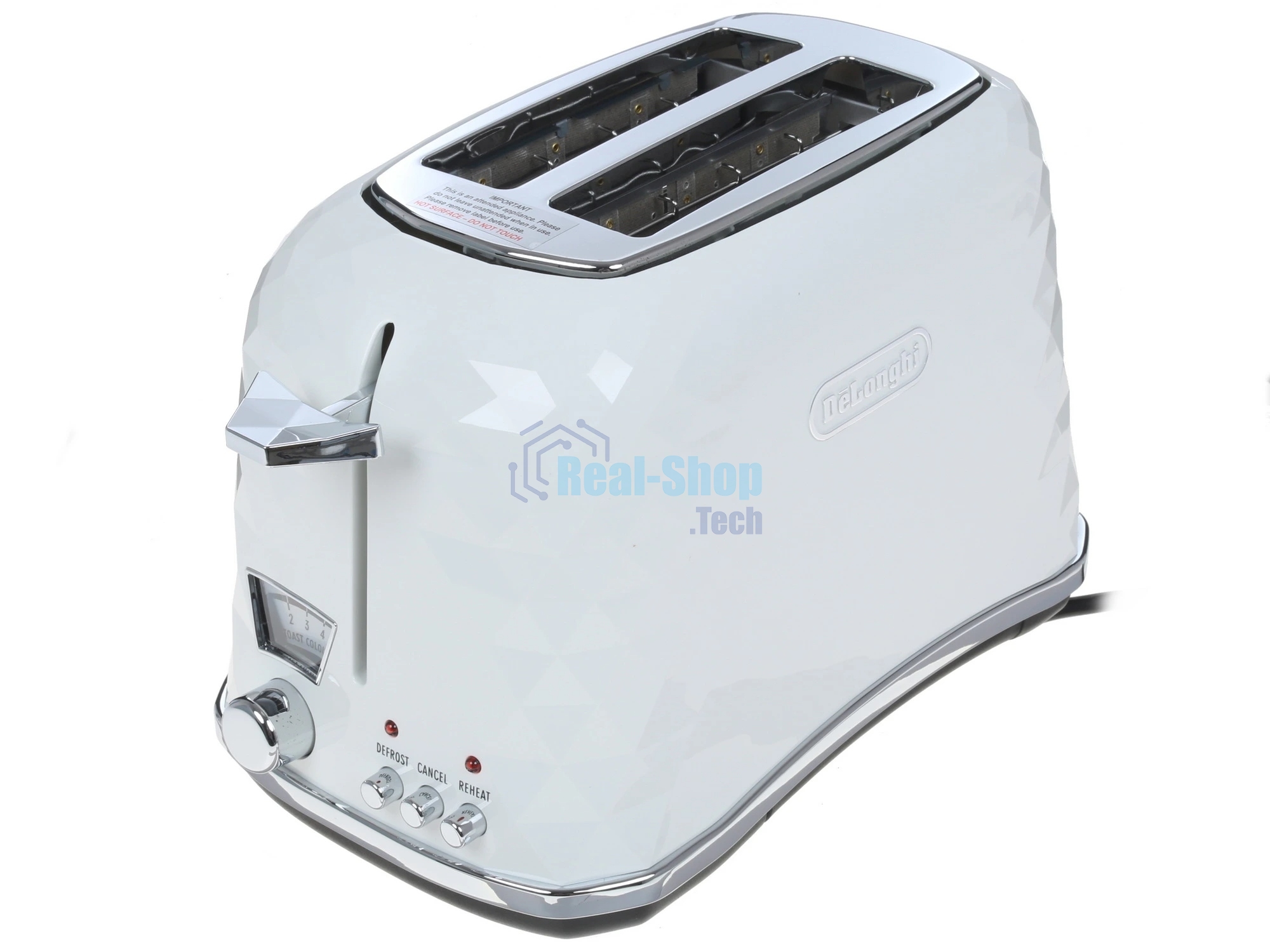 Тостер DeLonghi CTJ 2103 W белый, 900 Вт, 2 слота