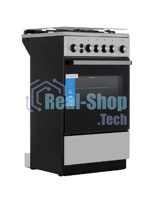 Плита газовая De Luxe 5040.40Г (кр) ЧР-010 серебристый, конфорок 4 шт, духовка 46 л, 50 см x 85 см x 50 см