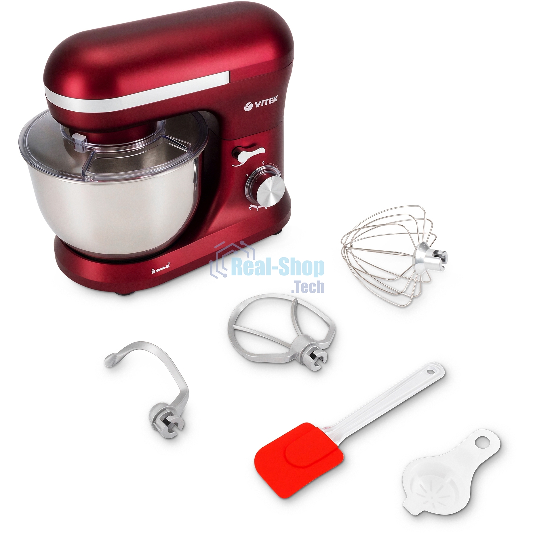 Миксер планетарный Vitek VT-PM0111 1500Вт вишневый