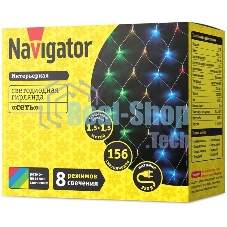 Гирлянда Navigator NGF-N01-156RGbY-12-1.5x1.5m-230-TR-IP20