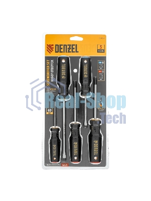 Набор отверток Denzel 5 шт., PH+SL, S2, 3к рукоятка