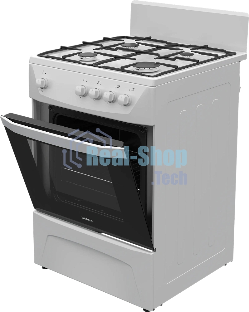 Плита газовая Darina C 1001 W белый/черный, конфорок 4 шт, духовка 50 л, 60 см x 85 см x 60 см