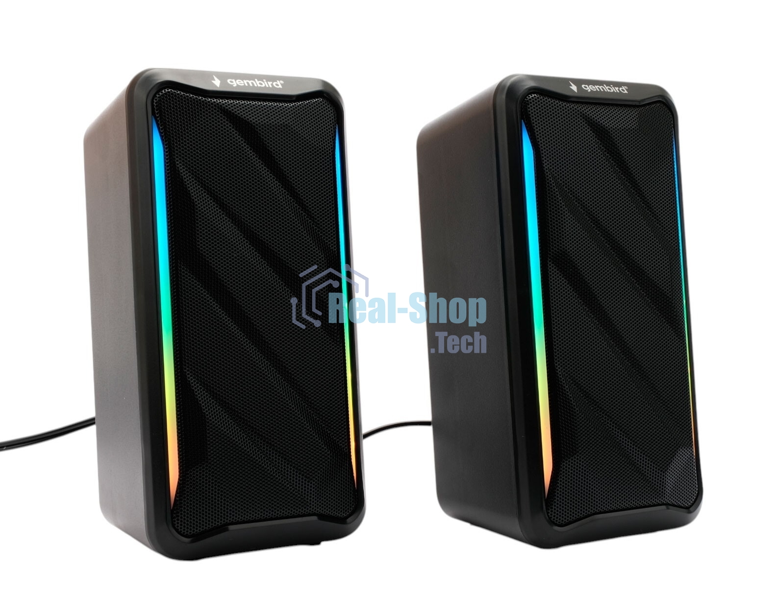 Акустическая система 2.0 Gembird SPK-305, 10Вт, пластик, рег.громкости, RGB подсветка, черный