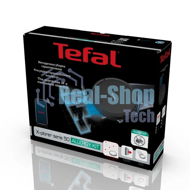 Робот-пылесос Tefal RG7365WH черный, 2500 мАч Li-Ion, уборка суxая/влажная, пылесборник контейнер 0.44 л