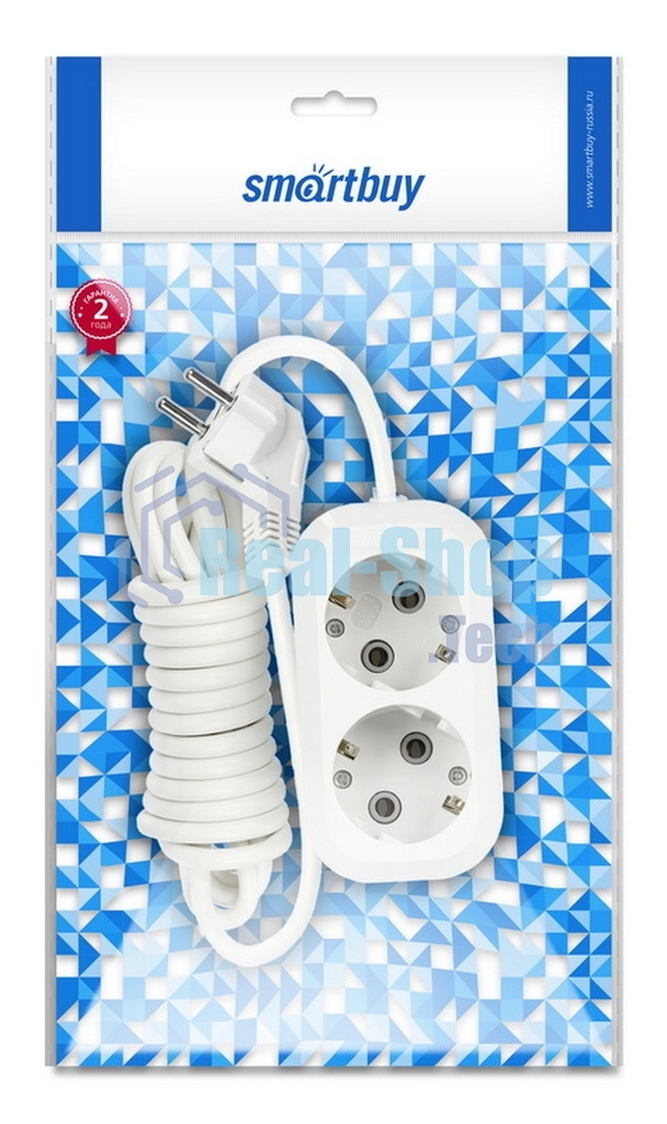 Удлинитель Smartbuy (SBE-16-2-02-Z) 2 гнз х 2,0 м (16А/3.5 кВт, ПВС 3х1.0)