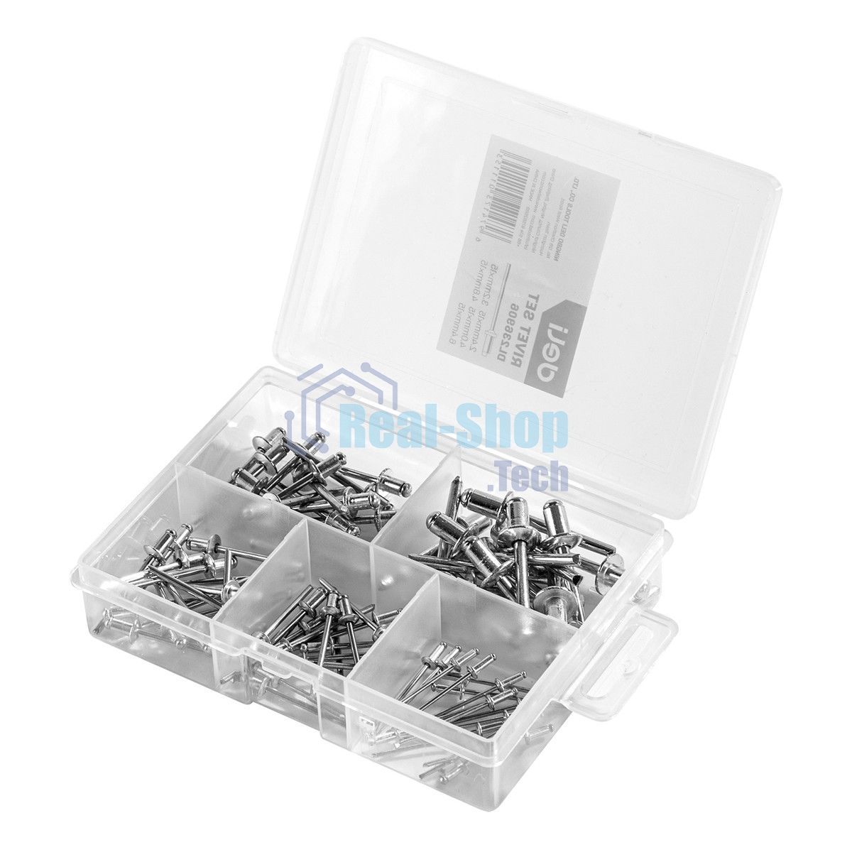 Набор заклепок Deli DL236906 75 шт (2.4мм,3.2мм,4.0мм,4.8мм,6.0мм) * 15 шт Пластиковая коробка.