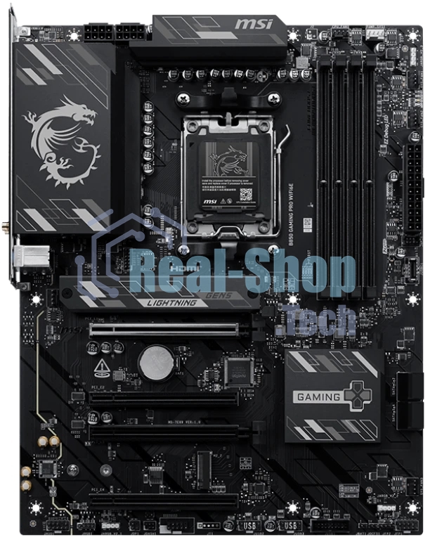 Материнская плата MSI B850 GAMING PRO WIFI6E B850, AM5, 4хDDR5, 4хPCIEx16, 2хM.2, 2хTypeC, 3хUSB3.2Gen2, 6хUSB3.2Gen1, 4хUSB2.0, 4хSATA3.0, 2.5G, DP, HDMI, ATX, RTL